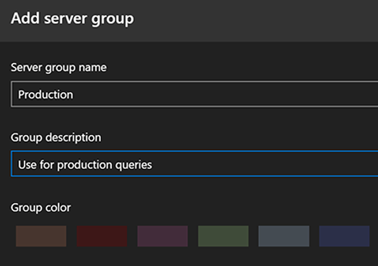 Azure Data Studio Add Server Group