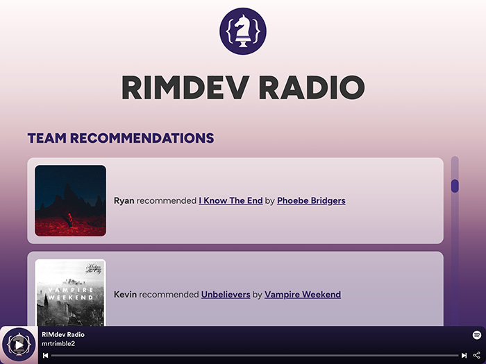 Screenshot of RIMdev Radio