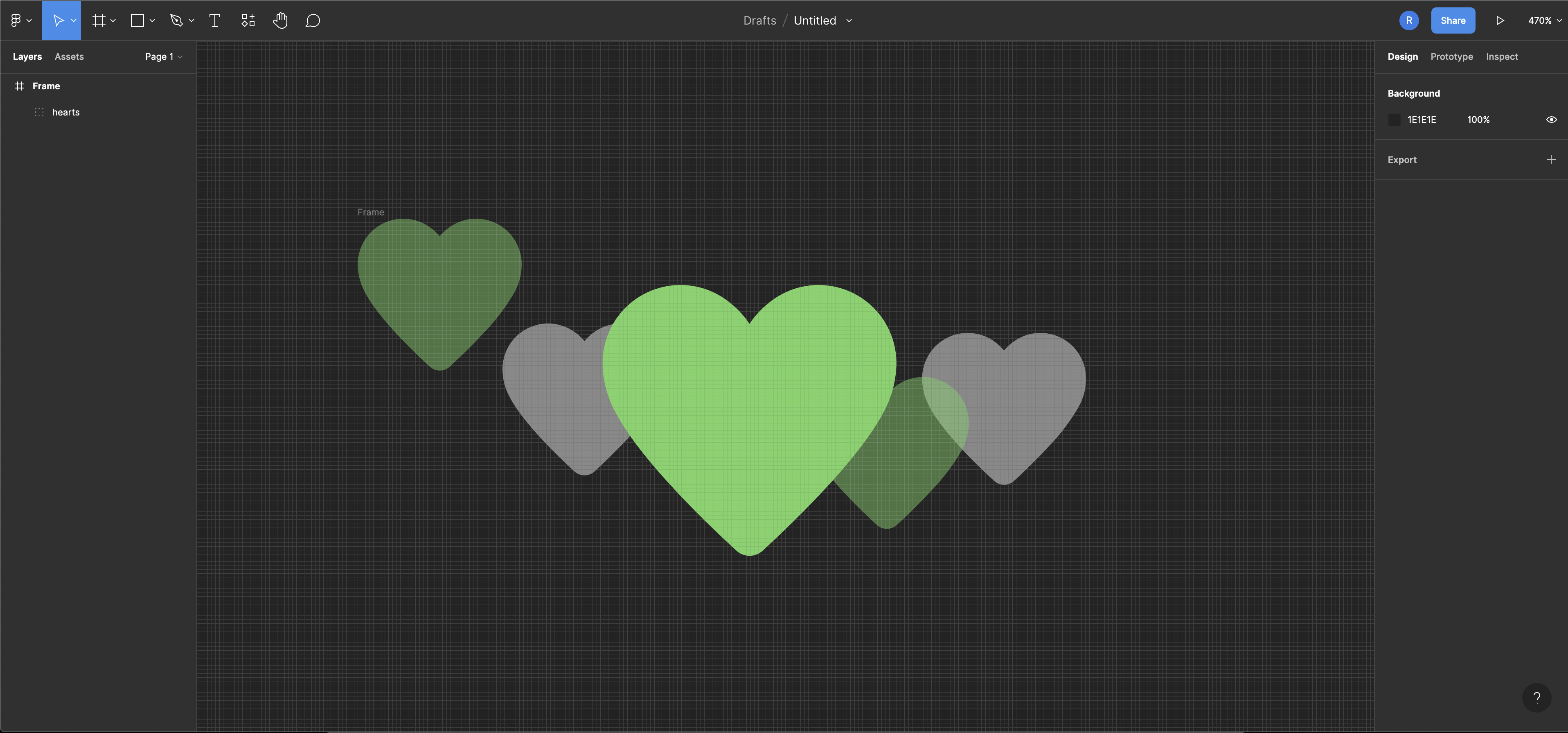 Figma app with the completed heart SVG inside